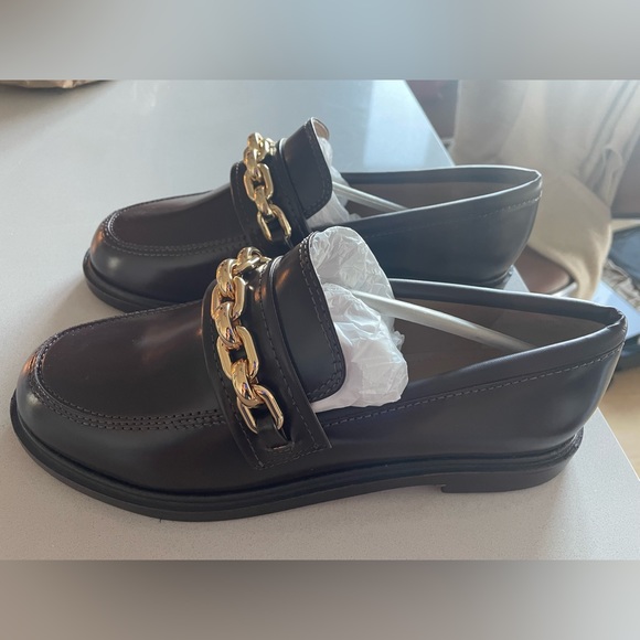 SCHUTZ dark chocolate real leather loafers/flats brand new with the tag and box. - Picture 3 of 5